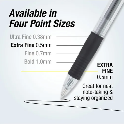 Miniatura 5 de Bolígrafos Pilot G2 Premium de Gel, Punta Extra Fina de 0.5 mm, Bolígrafos de Gel de Tinta Negra, Paquete de 12 - Ideal para Escuela, Diario