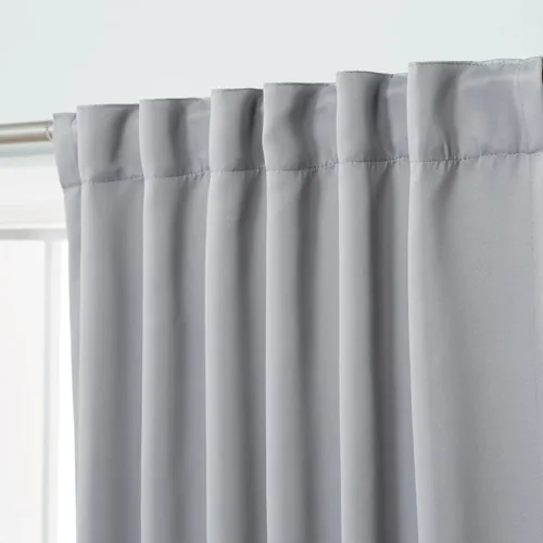 Miniatura 3 de Best Home Fashion Cortinas opacas básicas con aislamiento térmico, pestaña trasera, bolsillo para barra, color gris, 52 pulgadas de ancho x 84