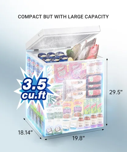 Miniatura 6 de Congelador de pecho pequeño de 3.5 pies cúbicos con cestas extraíbles y 6 temperaturas ajustables (hasta -11 °F) y puerta abierta superior, mini