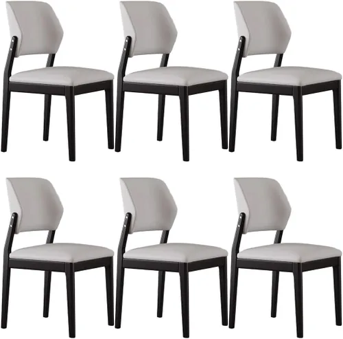 Miniatura 21 de YVYKFZD Wooden Dining Chairs Set, Leather Dining Room Chair, Upholstered Kitchen Chairs with Curved Backrest, Armless Living Room Chair, for Bedroom