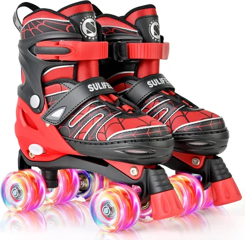 SULIFEEL - Patines ajustables para niños para niños de 3-5, 5-8, 6-12 años con ruedas iluminadas ajustables de 4 tamaños, el mejor regalo para niños