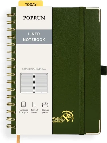 Miniatura 29 de POPRUN Lined Spiral Journal Notebook for Women & Men, 7-1/4" x 9-1/2", 220 Numbered Pages, College Ruled Hardcover Notebook for Work, Journals for