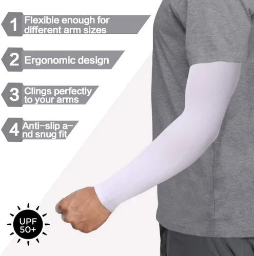 Miniatura 4 de 4 pares de mangas de brazo para hombres y mujeres - para cubrir tatuajes - manga deportiva refrescante para baloncesto, golf, fútbol Blanco-4 pares