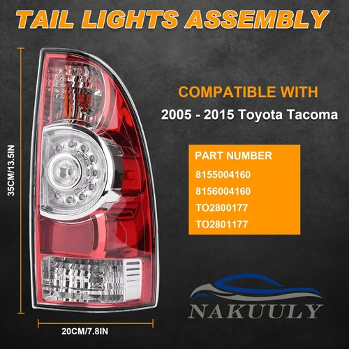 Miniatura 2 de Lámpara de luz trasera compatible con Toyota Tacoma Pickup 2005-2015, lado del conductor y del pasajero, óptica LED, luz de freno, señal de giro