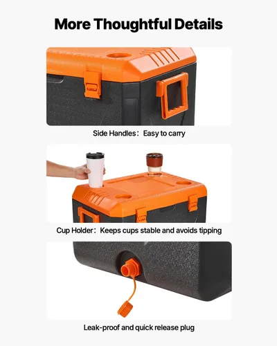 Miniatura 5 de VEVOR Enfriador portátil, ligero, material rígido, aislado, portátil, adecuado para pícnics familiares y viajes largos