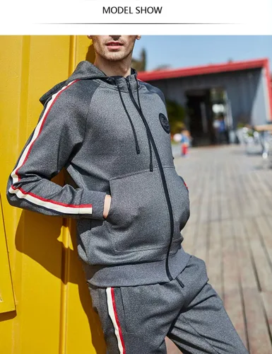 Miniatura 5 de DUOFIER Chándal deportivo con capucha para hombre, casual, con cremallera completa