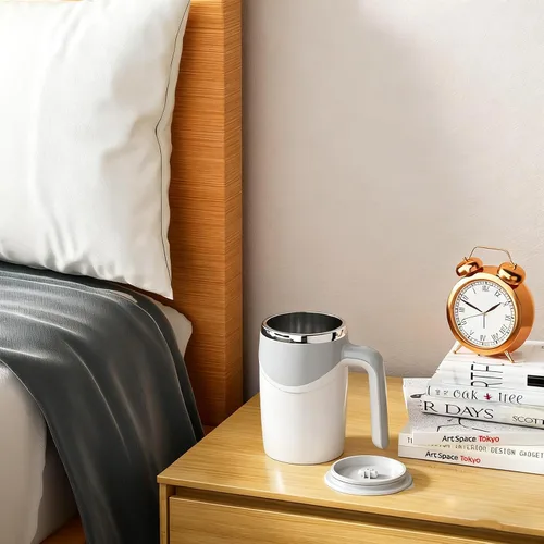 Miniatura 9 de Toycol Taza mezcladora giratoria con aislamiento automático automático y recargable - Taza de viaje USB para café/té/chocolate caliente/leche - 12.9