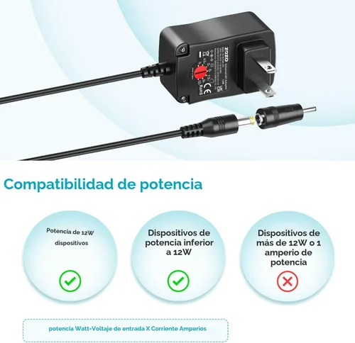 Miniatura 5 de Cargador CA universal Zozo multi voltaje para artículos electrónicos del hogar