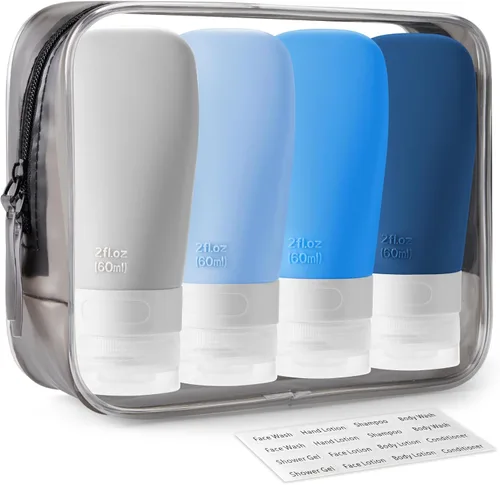 Miniatura 8 de INSFIT Botellas de viaje para artículos de tocador, recipientes de tamaño de viaje de 3 onzas aprobados por la TSA, sin BPA, tubos de silicona
