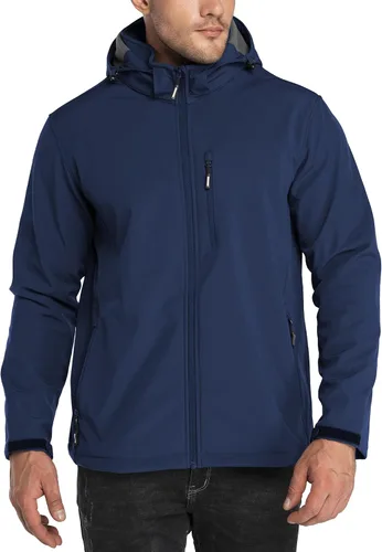 Miniatura 9 de Outdoor Ventures - Chaqueta ligera de Softshell para hombre con forro polar, con capucha, resistente al agua, para senderismo, rompevientos