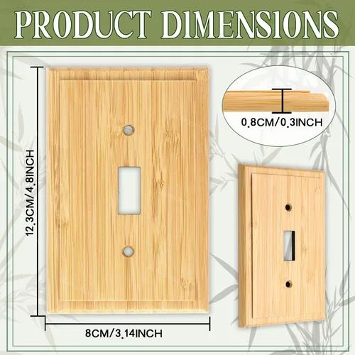 Miniatura 2 de Placa de interruptor de luz de palanca simple de madera maciza de 4.8 x 3.14 pulgadas, cubierta de interruptor de luz de calidad de madera cruda