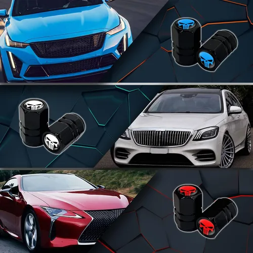 Miniatura 6 de BEYPOVK Paquete de 4 tapas universales para válvulas de neumáticos, a prueba de polvo, para autos, camiones, SUV, bicicletas y motocicletas (azul)