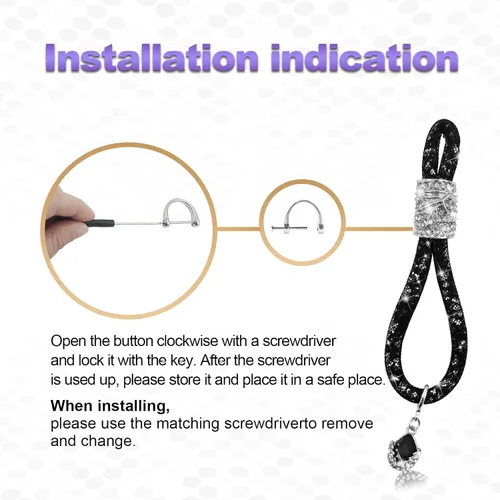 Miniatura 5 de Llavero de cristal para mujer, accesorios de llavero con diamantes de imitación, decoración universal de moda para llavero de automóvil (negro)