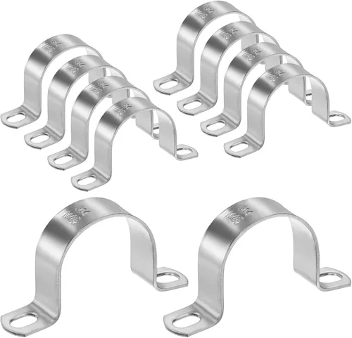 Miniatura 42 de M METERXITY Paquete de 3 abrazaderas de conducto, correa rígida de acero inoxidable 304 de 3-1/2 pulgadas M89 U con 2 agujeros