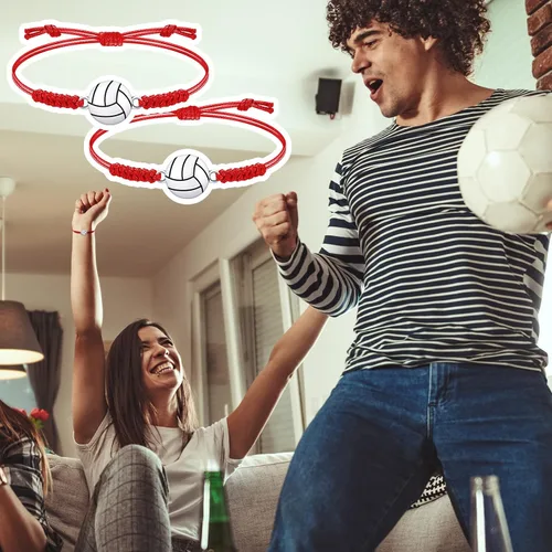 Miniatura 21 de 20 pulseras de voleibol ajustables, cuerda trenzada con dije de voleibol para niñas, mujeres, hombres, adolescentes, la mayoría de jugadores