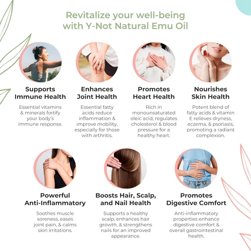 Miniatura 4 de Y-Not Natural - Cápsulas de aceite de emú - Suplemento de apoyo para el corazón, el cabello, el metabolismo y las articulaciones - Aceite de emú