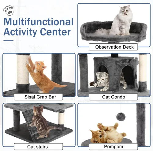 Miniatura 2 de Árbol para gatos de 70 pulgadas para gatos de interior, condominio de varios niveles con caja de arena, postes rascadores para gatos
