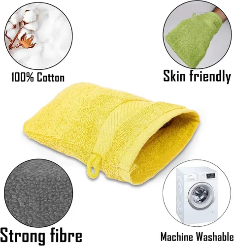 Miniatura 5 de ZUPERIA Manoplas de baño de alta calidad, paquete de 12 (6 x 9 pulgadas), 100% algodón, estilo europeo, con lazo, paños de baño súper suaves