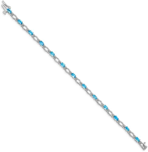 Miniatura 2 de FB Jewels - Pulsera de oro blanco de 14 quilates y topacio azul