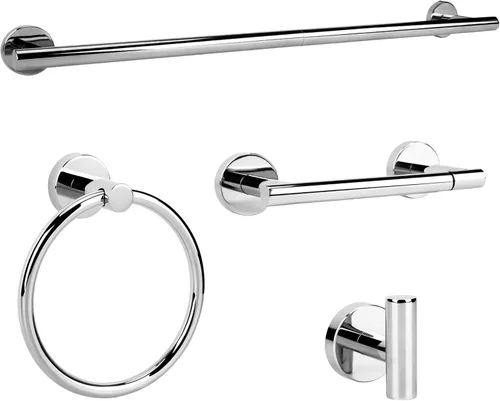 Miniatura 10 de Juego de accesorios de baño negro mate de 4 piezas, juego de toallero de acero inoxidable montado en la pared, incluye toalla de mano de 24