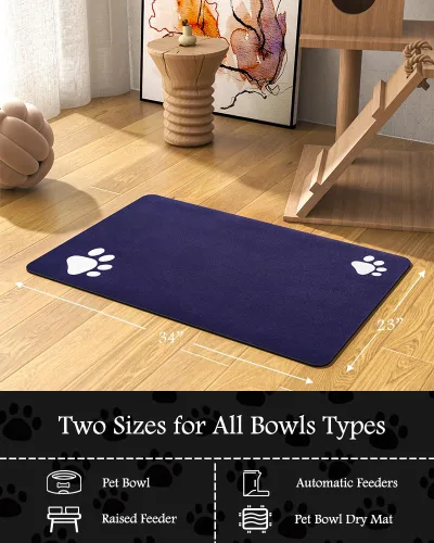 Miniatura 7 de Tapete para comedero de mascotas, absorbente, para tazón de alimentos y dispensador de agua del perro, no deja manchas, se seca rápido, de 23 x 34