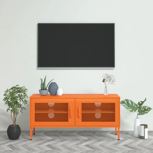 Miniatura 12 de Armario de almacenamiento de metal para TV con 2 puertas y un estante en el interior, aparador de almacenamiento, soporte de TV, consola multimedia