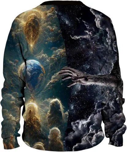 Miniatura 2 de Men's Pullover Tops,Retro Printed Button Crewneck Blouse Regular-Fit Loose Fit Long-Sleeved Running Pullover Shirt