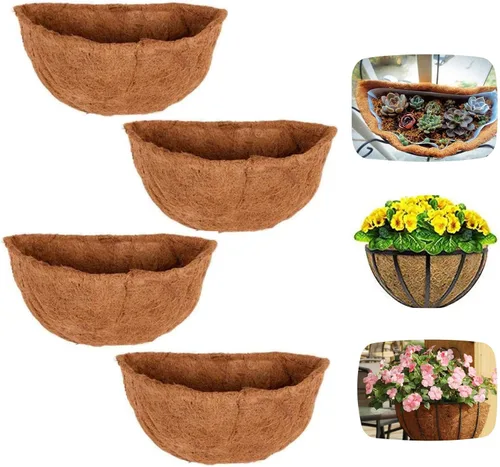 Miniatura 13 de Forros semicirculares de fibra de coco, 1 paquete de revestimientos de coco para cesta colgante, forro de coco de 10 pulgadas, transpirable