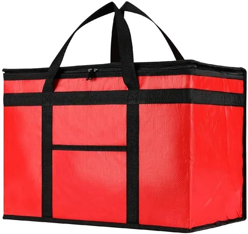 Miniatura 28 de Bolsa de enfriador XXL aislada y calentador de alimentos de NZ home para entrega y compras de comestibles con cremallera superior, color rojo