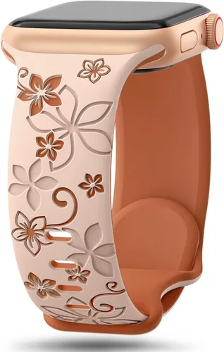 Miniatura 13 de Correas con grabado floral compatibles con Apple Watch Band de 1.49, 1.57, 1.61, 1.65, 1.73, 1.77, 1.92 pulgadas para mujeres, correas deportivas