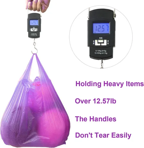 Miniatura 4 de LazyMe Bolsas de plástico para camisetas, bolsas de plástico para negocio, bolsas de plástico de 12 x 20 pulgadas con asas para comestibles