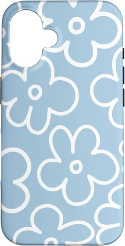 Miniatura 31 de Funda floral para iPhone 14 Cute Sky Blue and White Flower Pattern Wildflower