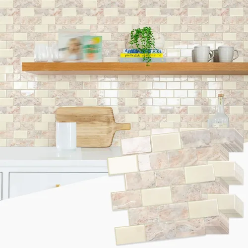 Miniatura 22 de STICKGOO - Azulejos de metro blancos para despegar y pegar, azulejos adhesivos para cocina (paquete de 1, diseño más grueso)