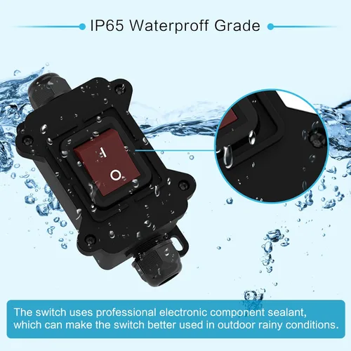 Miniatura 3 de lcocove JD IP65 - Interruptor de cable en línea impermeable 125/250 V, 30 A, 4 pines, 2 posiciones de encendido y apagado, interruptor de botón