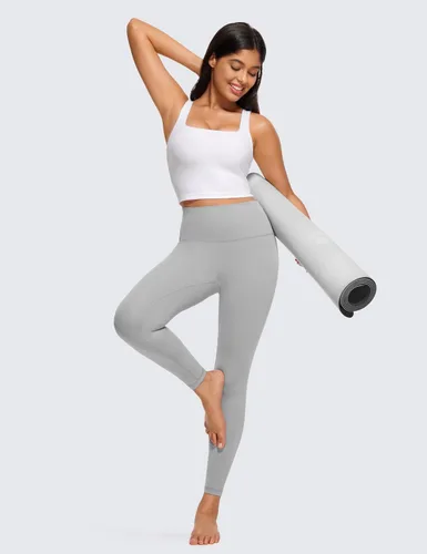Miniatura 102 de CRZ YOGA Butterluxe Brasier deportivo de cuello cuadrado para mujer, estilo camiseta corta sin mangas, acolchado con soporte integrado para yoga