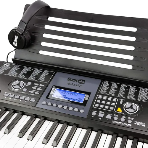 Miniatura 6 de Teclado electrónico RockJam de 61 teclas superkit con soporte, taburete, auriculares y fuente de alimentación