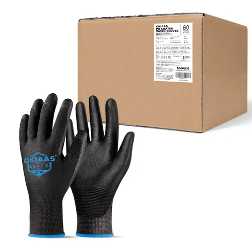 Miniatura 26 de OKIAAS Guantes de trabajo para hombre, guantes ultra delgados y ligeros con agarre, juego de 12 pares de guantes de construcción con revestimiento