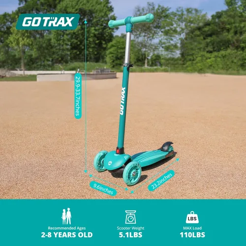 Miniatura 7 de Gotrax KS1 Patinete Infantil de Impulso, Ruedas con Luces LED y 3 Manillares de Altura Ajustable, Dirección por Inclinación y Plataforma