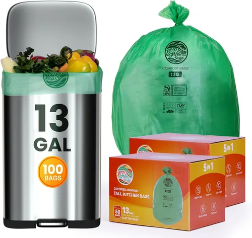 Miniatura 11 de Bolsas de compost 3 galones, 100 unidades, bolsas de compost para restos de comida que caben en el contenedor de la encimera, bolsas pequeñas
