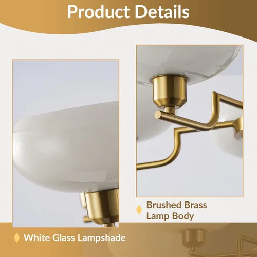 Miniatura 3 de Candelabros Sputnik dorados de 3 luces, Lámpara de techo de latón cepillado de mediados de siglo, lámpara colgante vintage ajustable estilo granja