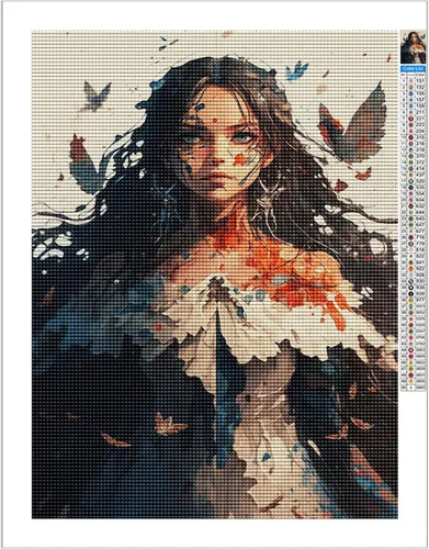 Miniatura 2 de Kit de pintura de diamantes redondo con taladro completo 5D, anime Girl Surround, pintura de mariposa con diamantes, puntada artística para hogar