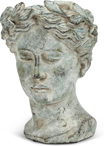 Miniatura 10 de Colección Abbott - Maceta de cabeza de diosa - Maceta de cemento extra pequeña para interior y exterior - Estatua de cabeza de mujer griega para Gris
