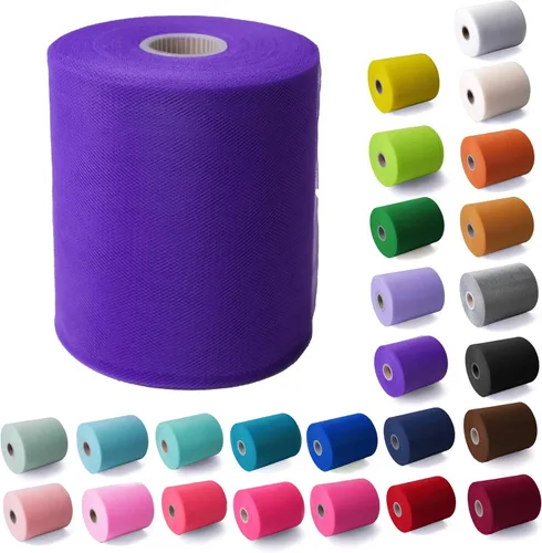 Miniatura 7 de Rollo de tul con purpurina de 6 pulgadas por 50 yardas (150 pies), carrete de tul de tela lavanda para arco de tutú de bricolaje, boda y decoración.