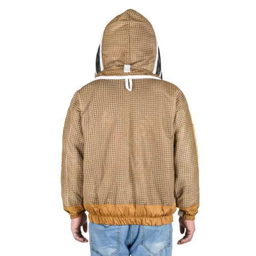 Miniatura 3 de BP-302 Apicultura con velo de 3 capas ultra ventilado con cremalleras YKK y cercas de seguridad para velo redondo marrón profesional (3XL)