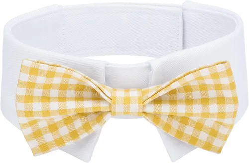 Miniatura 39 de Collar de esmoquin con moño para perro Segarty - Corbatín negro con corbata de cuello ajustable y hecha a mano en blanco para gatos y perros machos