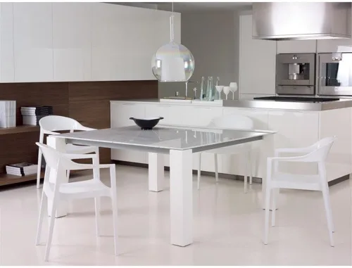 Miniatura 9 de Compamia Carmen - Silla de comedor para patio con asiento blanco brillante (juego de 2)