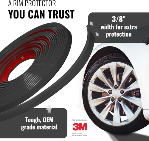 Miniatura 4 de All-Fit Automotive Borde de Llanta – Accesorios Exteriores de Automóvil DIY Duraderos para Protección contra Raspones de Bordillo – Se Adapta a