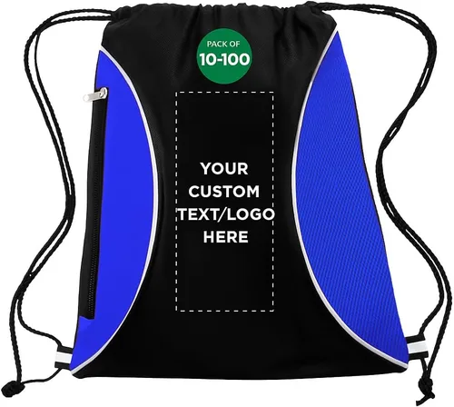 Miniatura 23 de DISCOUNT PROMOS Juego de mochilas con cordón no tejidas personalizadas de 10/50/100, paquete personalizado a granel