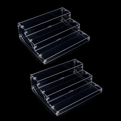 evron Paquete de 2 organizadores de despensa y almacenamiento de plástico transparente para especias para gabinete y encimera (requiere montaje)
