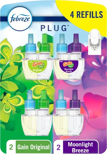 Febreze Ambientador enchufable, repuesto de aceite perfumado que combate el olor, para el hogar, el baño y la cocina, de larga duración, gana brisa